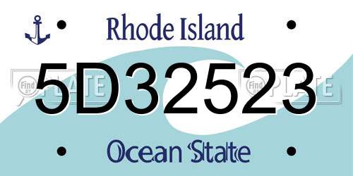 5D32523 Rhode Island License Plate