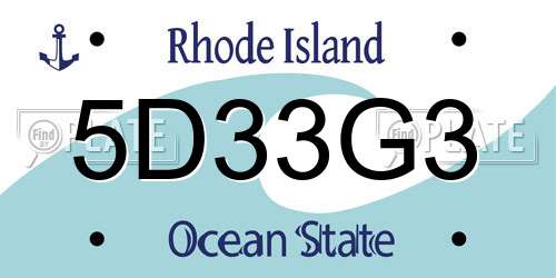 5D33G3 Rhode Island License Plate