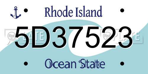 5D37523 Rhode Island License Plate
