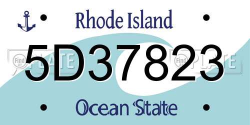 5D37823 Rhode Island License Plate