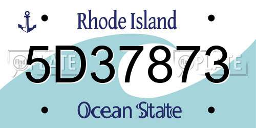 5D37873 Rhode Island License Plate