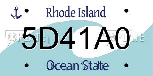 5D41A0 Rhode Island License Plate