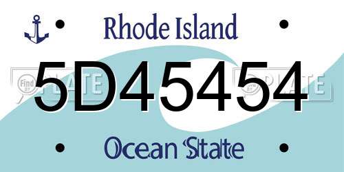 5D45454 Rhode Island License Plate