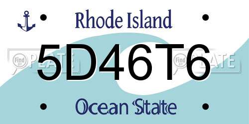 5D46T6 Rhode Island License Plate