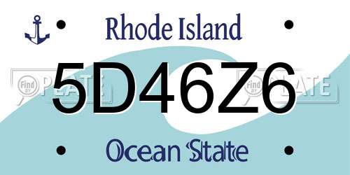 5D46Z6 Rhode Island License Plate