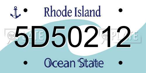 5D50212 Rhode Island License Plate