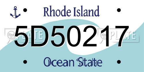 5D50217 Rhode Island License Plate