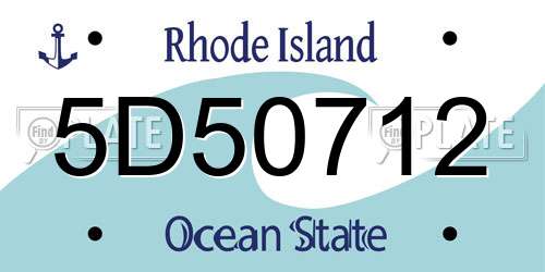 5D50712 Rhode Island License Plate