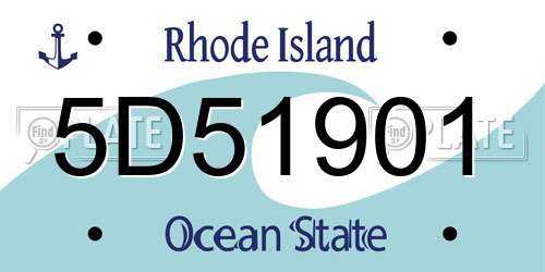 5D51901 Rhode Island License Plate