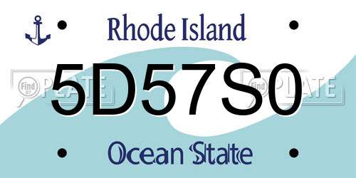 5D57S0 Rhode Island License Plate