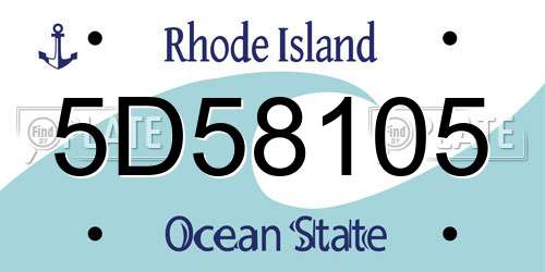 5D58105 Rhode Island License Plate