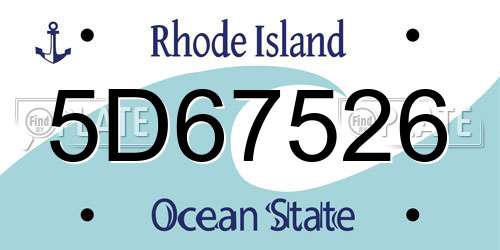5D67526 Rhode Island License Plate