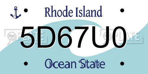 5D67U0 Rhode Island License Plate