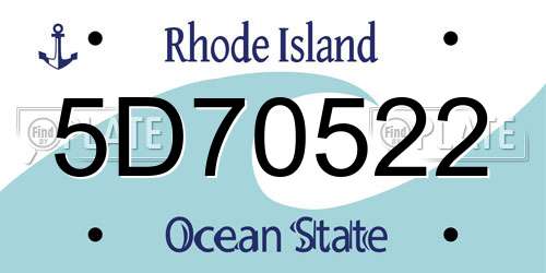 5D70522 Rhode Island License Plate