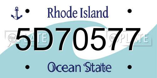5D70577 Rhode Island License Plate