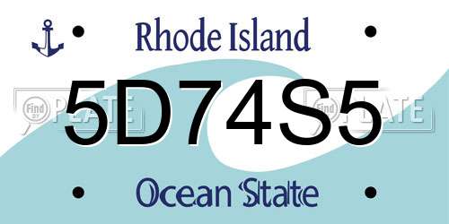 5D74S5 Rhode Island License Plate