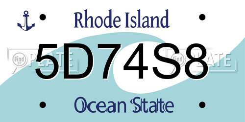 5D74S8 Rhode Island License Plate