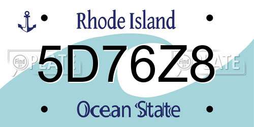5D76Z8 Rhode Island License Plate