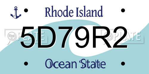 5D79R2 Rhode Island License Plate