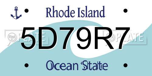 5D79R7 Rhode Island License Plate