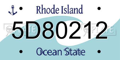 5D80212 Rhode Island License Plate