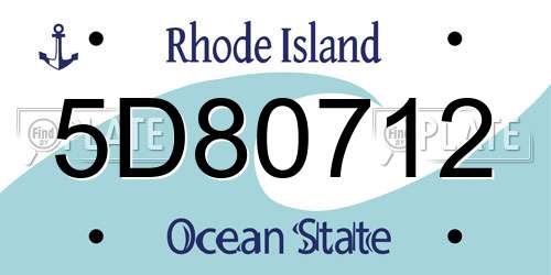 5D80712 Rhode Island License Plate