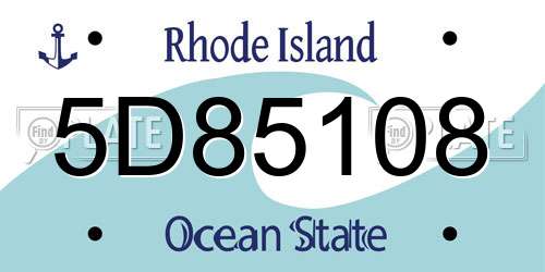5D85108 Rhode Island License Plate