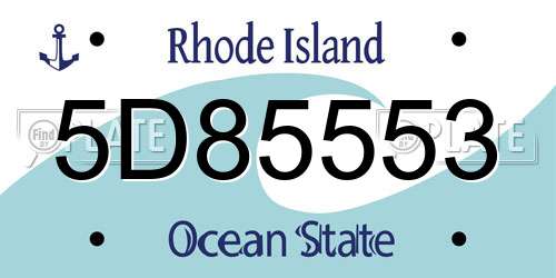 5D85553 Rhode Island License Plate
