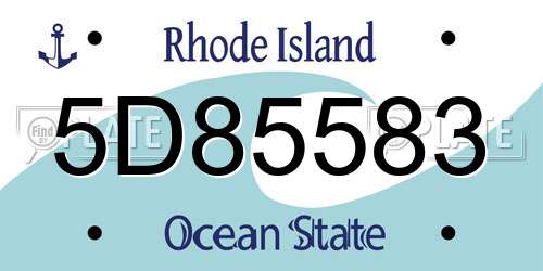 5D85583 Rhode Island License Plate