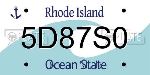 5D87S0 Rhode Island License Plate