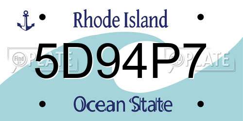 5D94P7 Rhode Island License Plate