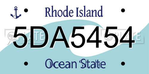 5DA5454 Rhode Island License Plate