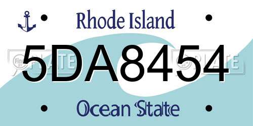 5DA8454 Rhode Island License Plate