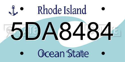 5DA8484 Rhode Island License Plate
