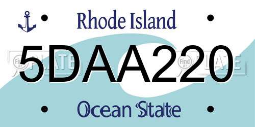 5DAA220 Rhode Island License Plate