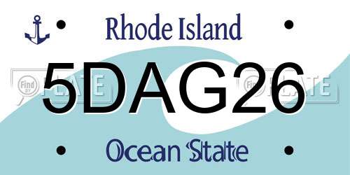 5DAG26 Rhode Island License Plate