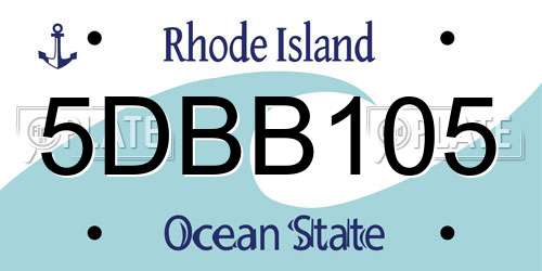 5DBB105 Rhode Island License Plate