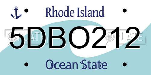 5DBO212 Rhode Island License Plate