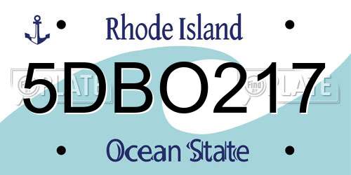 5DBO217 Rhode Island License Plate
