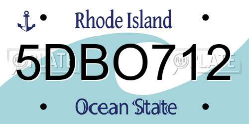 5DBO712 Rhode Island License Plate