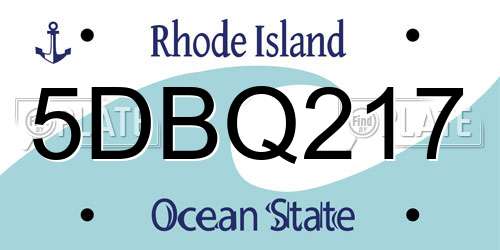 5DBQ217 Rhode Island License Plate