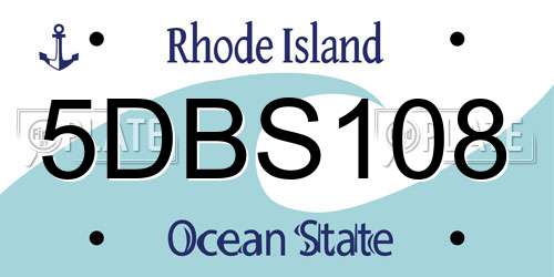 5DBS108 Rhode Island License Plate