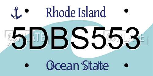 5DBS553 Rhode Island License Plate
