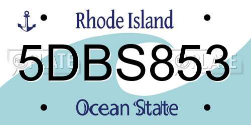 5DBS853 Rhode Island License Plate