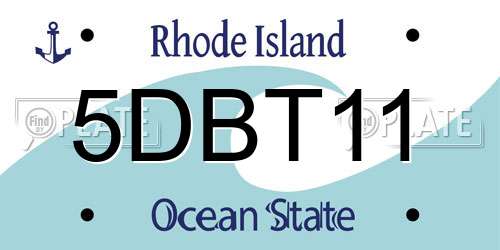 5DBT11 Rhode Island License Plate
