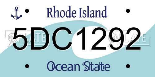5DC1292 Rhode Island License Plate