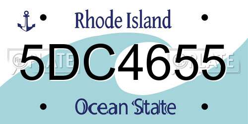 5DC4655 Rhode Island License Plate