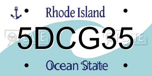 5DCG35 Rhode Island License Plate