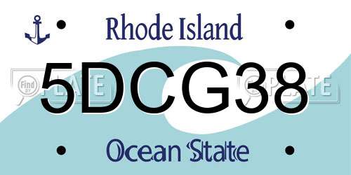 5DCG38 Rhode Island License Plate