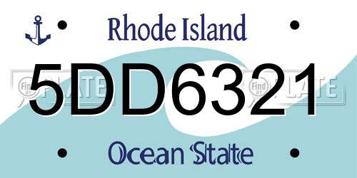5DD6321 Rhode Island License Plate